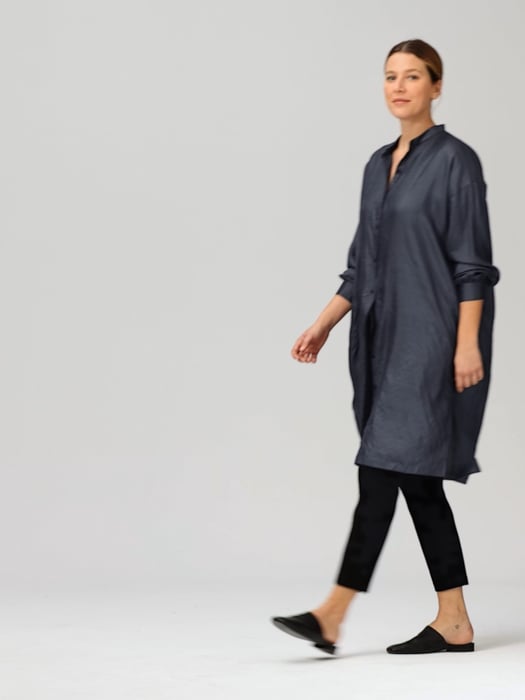 Washed Silk Tussah Mandarin Collar Shirtdress | EILEEN FISHER Washed Silk Tussah Mandarin Collar Shirtdress | EILEEN FISHER