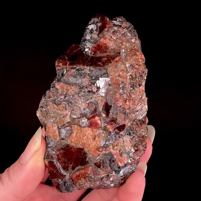 Rhodonite with Galena (classic material)
