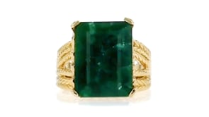 15.00 Carat Emerald Multi-Row Ring in 18kt Gold Over Sterling