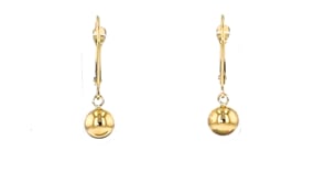 6mm 14kt Yellow Gold Shiny Bead Drop Earrings