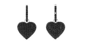 2.10 ct. t.w. Black Spinel Heart Drop Earrings in Sterling Silver