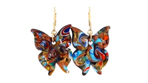 Italian Murano Glass Butterfly Drop Earrings with 18kt Gold Over Sterling