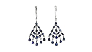 5.20 ct. t.w. Sapphire and .40 ct. t.w. Diamond Chandelier Earrings in 14kt White Gold