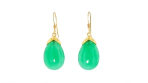 Jade Drop Earrings in 18kt Gold Over Sterling