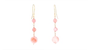 4-8mm Pink Coral Bead Linear Drop Earrings in 14kt Yellow Gold