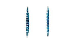 4.80 ct. t.w. Simulated London Blue Topaz, 2.20 ct. t.w. CZ and 1.80 ct. t.w. Simulated Sapphire Hoop Earrings in Sterling Silve