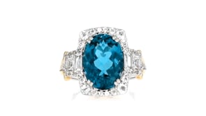 6.70 ct. t.w. London Blue and White Topaz Ring in Two-Tone Sterling Silver