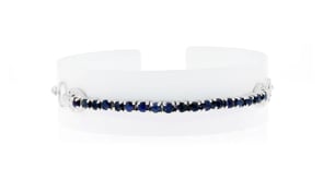 2.00 ct. t.w. Sapphire Bolo Bracelet with White Zircon Accents in Sterling Silver