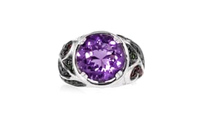 5.50 Carat Amethyst and .50 ct. t.w. Multi-Gemstone Ring in Sterling Silver