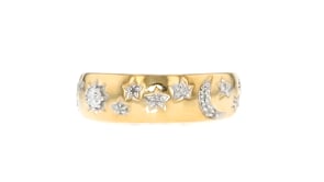15 ct. t.w. Diamond Moon and Star Ring in 18kt Gold Over Sterling