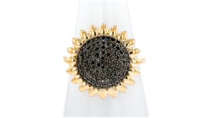 33 ct. t.w. Black Diamond Sunflower Ring in 18kt Gold Over Sterling