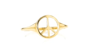 14kt Yellow Gold Peace Sign Ring