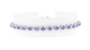 5.00 ct. t.w. Tanzanite and .10 ct. t.w. Diamond Tennis Bracelet in Sterling Silver