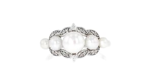 3-6.5mm Cultured Pearl Ring with .10 ct. t.w. Diamonds in Sterling Silver