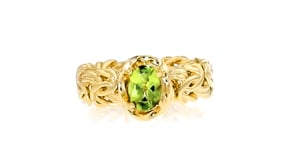 80 Carat Peridot Byzantine Ring in 18kt Gold Over Sterling