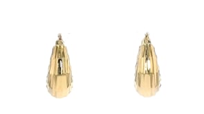 Italian 14kt Yellow Gold Rectangular Faceted Hoop Earrings