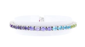10.50 ct. t.w. Multi-Stone and Fire Opal Tennis Bracelet in Sterling Silver