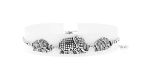 Sterling Silver Bali-Style Elephant Trio Bolo Bracelet