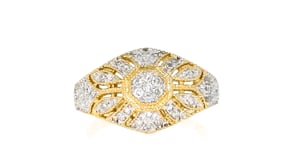 25 ct. t.w. Diamond Floral Milgrain Vintage-Inspired Ring in 18kt Gold Over Sterling