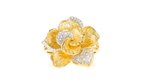 14 ct. t.w. Diamond Flower Ring in 18kt Gold Over Sterling