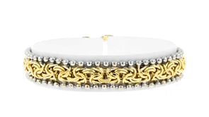 Two-Tone Sterling Silver Byzantine Beaded-Edge Bracelet