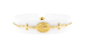 Italian 18kt Gold Over Sterling Miraculous Medal Bolo Bracelet