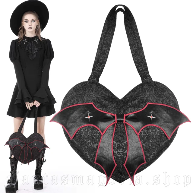 Pastel Goth Pink and Black Bat Shoulder Bag -  Denmark