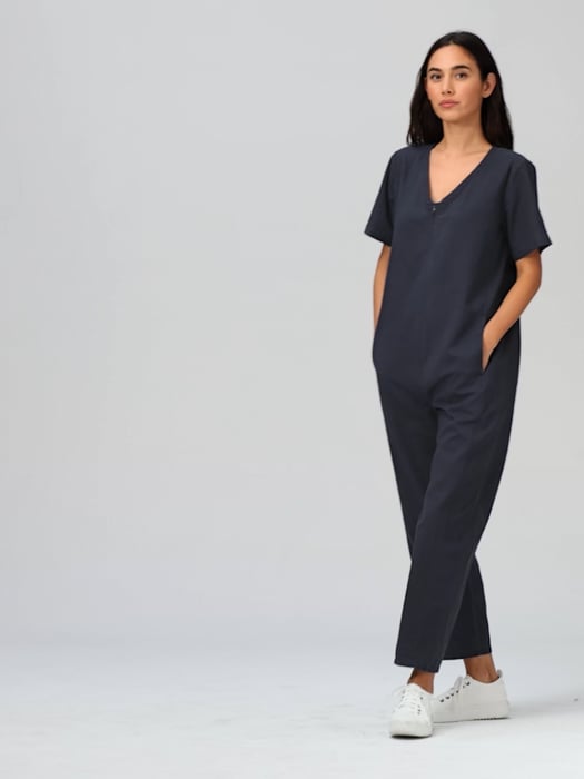 Cotton Hemp Stretch Lantern Jumpsuit | EILEEN FISHER Cotton Hemp Stretch Lantern Jumpsuit | EILEEN FISHER