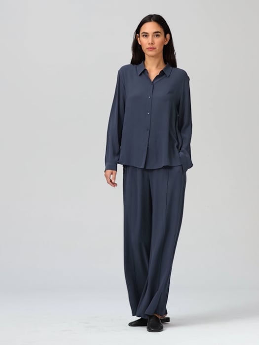 Silk Georgette Crepe Pintuck Pant