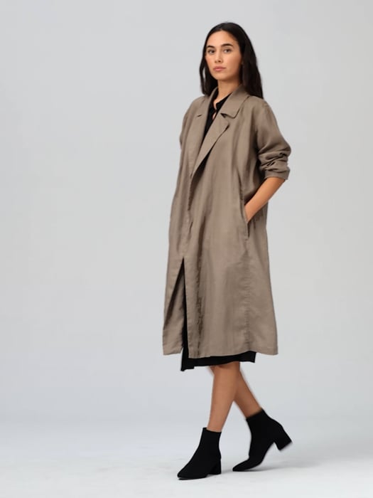 Organic Linen Trench Coat | EILEEN FISHER