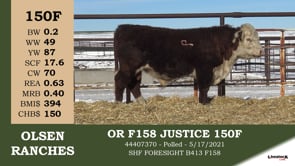 Lot #150F - OR F158 JUSTICE 150F