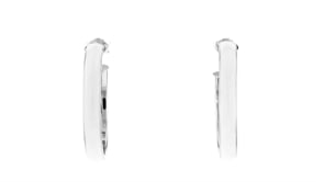 Italian White Enamel C-Hoop Earrings in Sterling Silver
