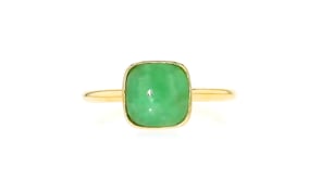Bezel-Set Jade Ring in 18kt Gold Over Sterling
