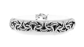 Italian Sterling Silver Textured and Polished Byzantine Bracelet