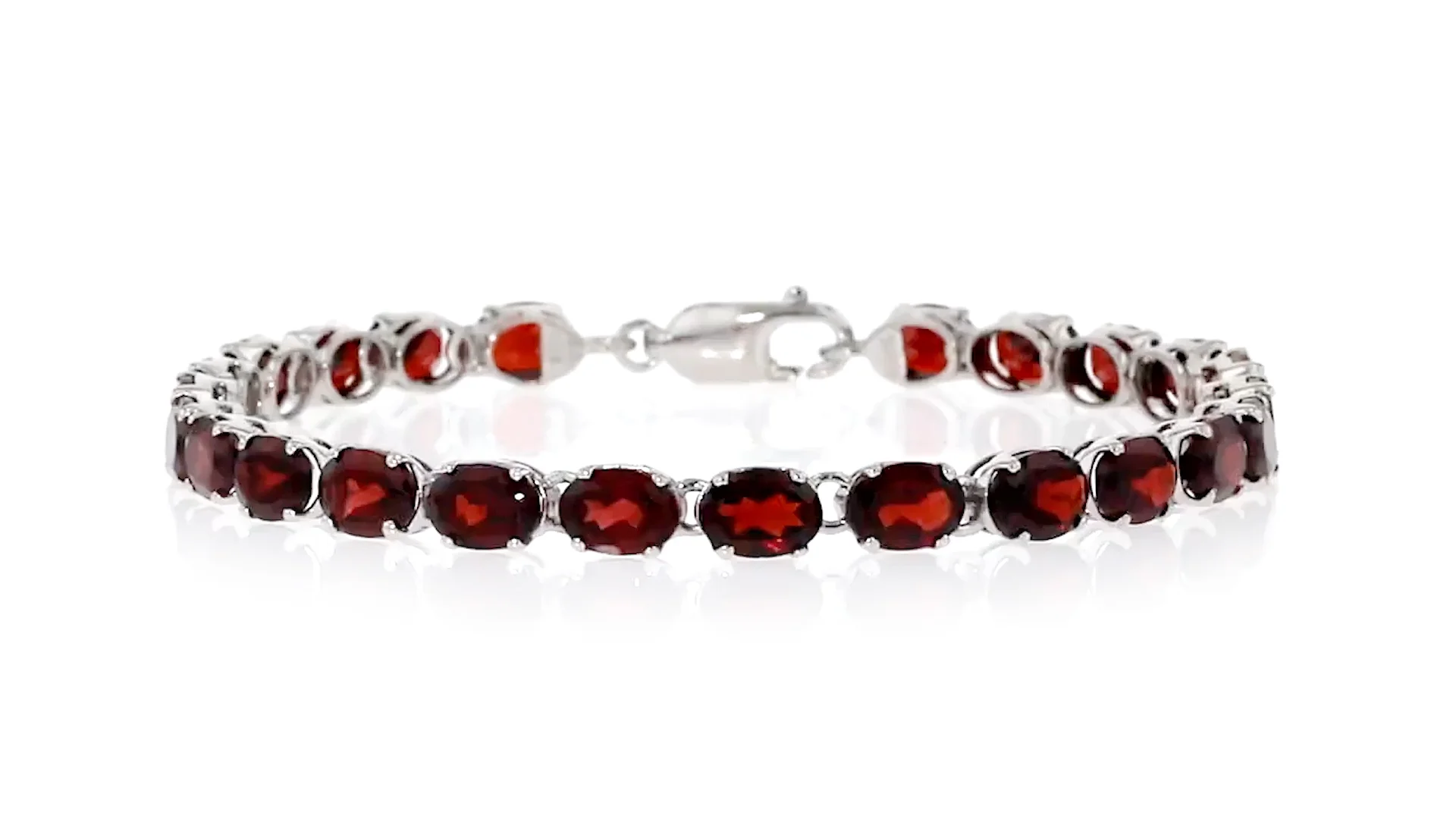 20.00 ct. t.w. Oval Garnet Bracelet in Sterling Silver. 8&quot