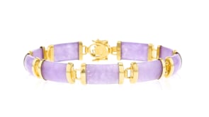 Lavender Jade Chinese Symbol Bracelet in 18kt Gold Over Sterling