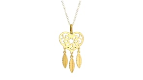 Italian 14kt Yellow Gold Heart Dreamcatcher Pendant Necklace