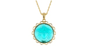 Italian Green Venetian Glass Medusa Pendant Necklace in 18kt Gold Over Sterling