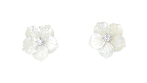 Italian Mother-of-Pearl and .40 ct. t.w. CZ Flower Earrings in Sterling Silver