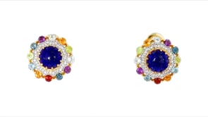 Lapis and 3.00 ct. t.w. Multi-Gemstone Earrings in 18kt Gold Over Sterling