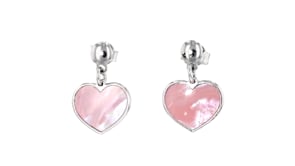 Italian Pink Mother-of-Pearl Heart Drop Earrings in Sterling Silver