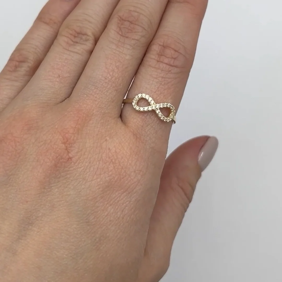 10k Yellow Gold Infinity Ring - Polished Finish Promise/Wedding Band (Size 9.75)