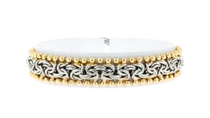 Two-Tone Sterling Silver Byzantine Beaded Bracelet