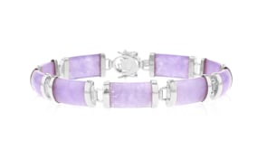 Lavender Jade Good Fortune Bracelet in Sterling Silver