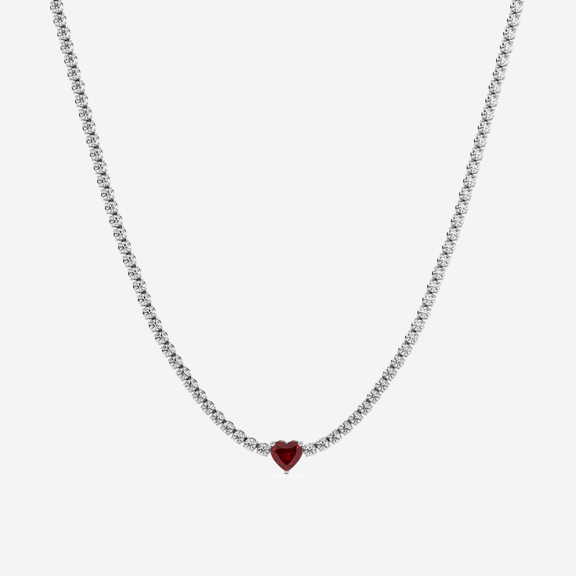product video for 5.9 mm Heart Shaped Created Ruby and 6 5/8 ctw Round Lab Grown Diamond Fashion Necklace