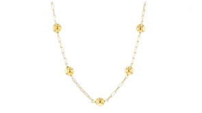 Italian 18kt Gold Over Sterling Beaded Paper Clip Link Necklace