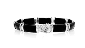 Black Agate Good Fortune Bracelet in Sterling Silver