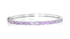 Purple Enamel Bangle Bracelet in Sterling Silver