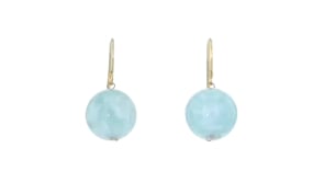 12mm Aquamarine Drop Earrings in 14kt Yellow Gold