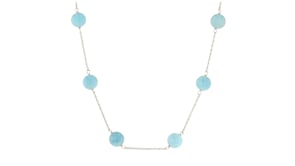 50.00 ct. t.w. Aquamarine Bead Station Necklace in 14kt Yellow Gold